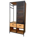 Ver imagem 2 de Guarda-Roupas Arara Modelo Industrial - Ferro e Madeira - Cores Preto e Castanheira