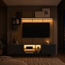 Ver imagem 6 de Conjunto Rack e Painel para TV até 55 Polegadas com LED Aurora Mel/Grafite