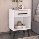 Ver imagem 3 de Mesa de Cabeceira com 1 Gaveta e Nicho Retrô Multimóveis CR35503 Branco