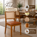 Ver imagem 4 de Kit 8 Cadeiras de Jantar Estofada Corino Rubi Madeira Maciça:Caramelo