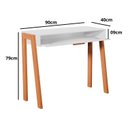 Ver imagem 7 de Mesa Escrivaninha Aparador Pés Madeira Quarto Estudo 90x40 Offwhite