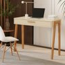 Mesa Escrivaninha Aparador Pés Madeira Quarto Estudo 90x40 Offwhite - 1