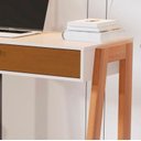 Ver imagem 3 de Mesa Escrivaninha Aparador Pés Madeira Quarto Estudo 90x40 Offwhite