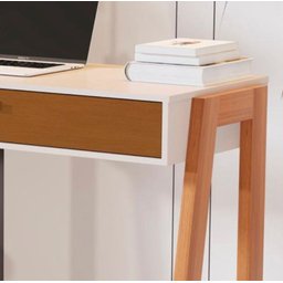 Mesa Escrivaninha Aparador Pés Madeira Quarto Estudo 90x40 Offwhite - 3