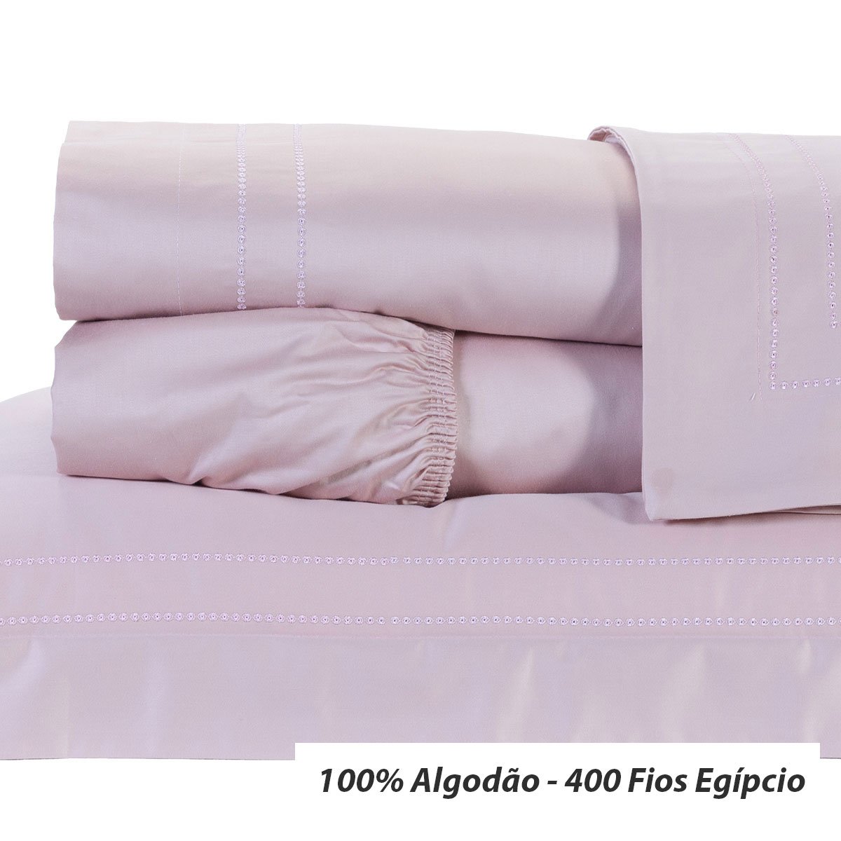 Jogo Lençol Solteiro 400 Fios Egípcio Rosa 100% Algodão 3 Peças ...