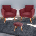 Ver imagem 1 de Conjunto Poltronas e Puff Anari Veludo Vinho