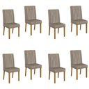 Ver imagem 1 de Kit 8 Cadeiras para Sala de Jantar Pés em Madeira Maciça Mari Bege/Cinamomo/Veludo