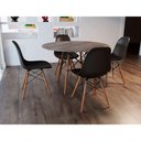 Ver imagem 1 de Conjunto De Mesa De Jantar Redonda 90Cm Tampo De Madeira Amêndoa Com 4 Cadeiras Pretas
