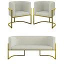 Ver imagem 1 de Kit Sofá 2 Lugares + 2 Poltronas Bouclê Gold Bege