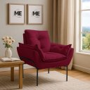 Ver imagem 1 de Poltrona Decorativa Opala Amamentação para Sala Base de Ferro Preto Suede Meecommerce:bordo