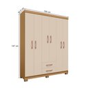 Ver imagem 5 de Kit Guarda Roupa 6 Portas 2 Gavetas, Comoda Sapateira e Armário Multiuso Carvalho Off White