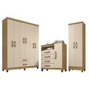 Ver imagem 1 de Kit Guarda Roupa 6p 2g C/ Cômoda Sapateira 1p 4g e Armário Multiuso 2p Carvalho Off White Clique Chi