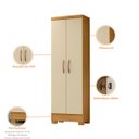 Ver imagem 3 de Kit Guarda Roupa 6 Portas 2 Gavetas, Comoda Sapateira e Armário Multiuso Carvalho Off White