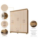 Ver imagem 2 de Kit Guarda Roupa 6 Portas 2 Gavetas, Comoda Sapateira e Armário Multiuso Carvalho Off White