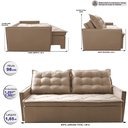 Ver imagem 2 de Sofá Sem Caixa Retrátil e Reclinável 1,65m Cama inBox Studio Suede Velusoft Bege