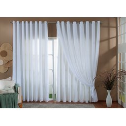 Cortina Gaze De Linho Forro Blackout 5,00x2,70 Sala E Quarto Branco - 2 Cortina Gaze De Linho Forro Blackout 5,00x2,70 Sala E Quarto Branco - 2
