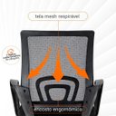 Ver imagem 4 de Cadeira Begônia Ergonômica Tela Mesh Apoio Lombar até 120kg