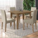 Ver imagem 1 de Conjunto Sala de Jantar Mesa Retangular Kate 120cm 4 Cadeiras Josi Marrom/Carvalho