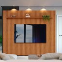 Ver imagem 1 de Painel Ripado para Tv até 75 Polegadas 275,7cm X 240cm Freijó Pratic Dj Móveis