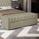 Ver imagem 2 de Calçadeira Báu King Size Atena 195cm Capitonê Veludo Bege - Desk Design