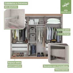 Guarda-Roupa Casal 6 Portas 4 Gavetas Castellaro Espresso Móveis - 8 Guarda-Roupa Casal 6 Portas 4 Gavetas Castellaro Espresso Móveis - 8