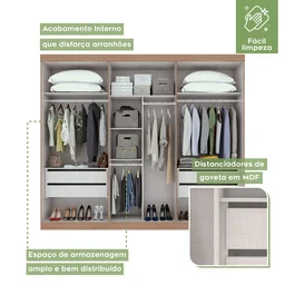 Guarda-Roupa Casal 6 Portas 4 Gavetas Castellaro Espresso Móveis - 7 Guarda-Roupa Casal 6 Portas 4 Gavetas Castellaro Espresso Móveis - 7