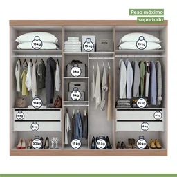 Guarda-Roupa Casal 6 Portas 4 Gavetas Castellaro Espresso Móveis - 5 Guarda-Roupa Casal 6 Portas 4 Gavetas Castellaro Espresso Móveis - 5