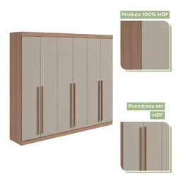 Guarda-Roupa Casal 6 Portas 4 Gavetas Castellaro Espresso Móveis - 6 Guarda-Roupa Casal 6 Portas 4 Gavetas Castellaro Espresso Móveis - 6