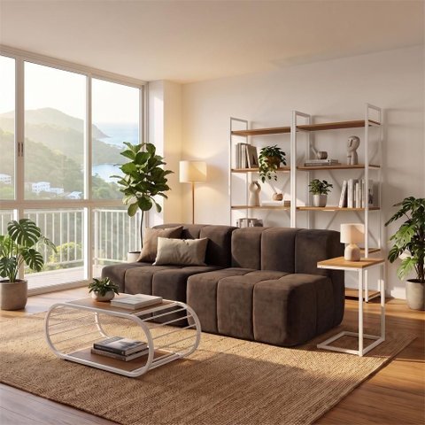 Sofá Modular Sync 2 Lugares 172cm Marrom Boucle Kappesberg