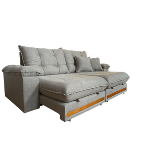 Sofá Retrátil Reclinável 2,50 M Linho Bege A226 Gael