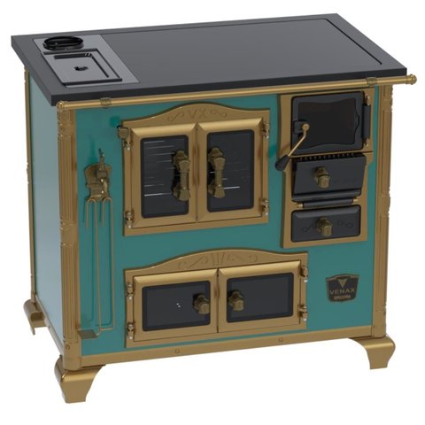 Fogao a Lenha N 2 Imperador Vitreo Premium Caldeira Turquesa Se