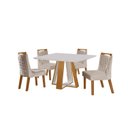 Ver imagem 2 de Conjunto Sala de Jantar Mesa Grécia 4 Cadeiras Atena Marrom Castanho Cinamomo/Pena Bege/Off White