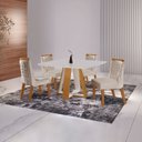 Ver imagem 1 de Conjunto Sala de Jantar Mesa Grécia 4 Cadeiras Atena Marrom Castanho Cinamomo/Pena Bege/Off White