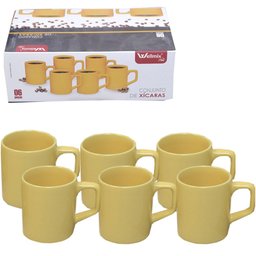 Jogo de Xicara para Cafe de Porcelana Amarela 6 Pecas 100ml - 1