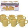 Jogo de Xicara para Cafe de Porcelana Amarela 6 Pecas 100ml - 1