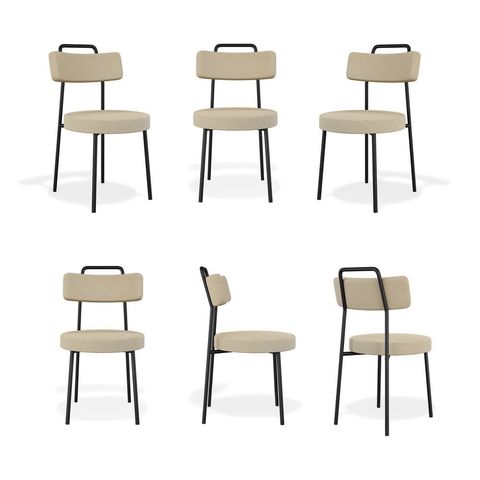Kit 6 Cadeiras Ster Sala de Jantar Linho Gengibre - Vallisa Decor