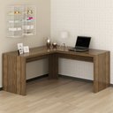 Ver imagem 2 de Mesa para Escritório Angular Branco Tecnomobili Me4116 Cor: Nogal