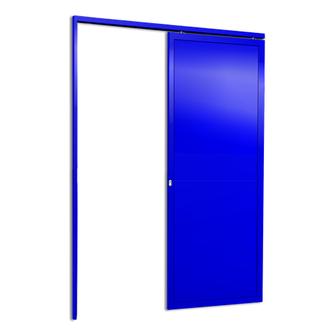 Porta de Correr Suspensa Lambril Esq L.25 Azul 210x80 Brimak