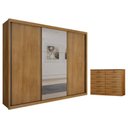 Ver imagem 1 de Guarda Roupa Casal Palazzo com Espelho e Gaveteiro Milão com Chave Cumaru 23 - Novo Horizonte