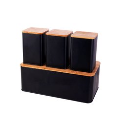 Conjunto Porta Pão Mimo Bh23352 Metal Preto - 1