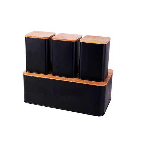 Conjunto Porta Pão Mimo Bh23352 Metal Preto