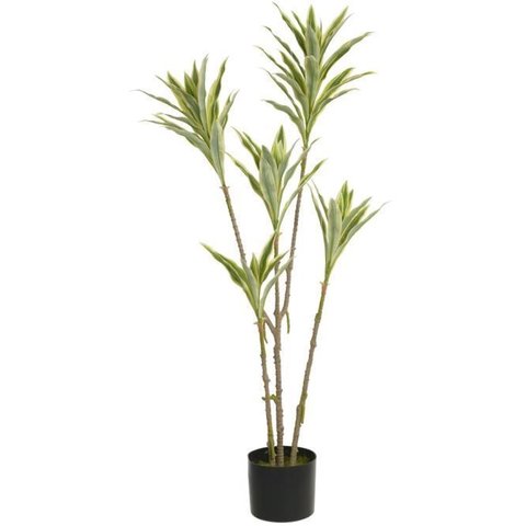 Planta Artificial Arvore Dracena Reflexa C/pote X59 Verde Creme 1,12cm