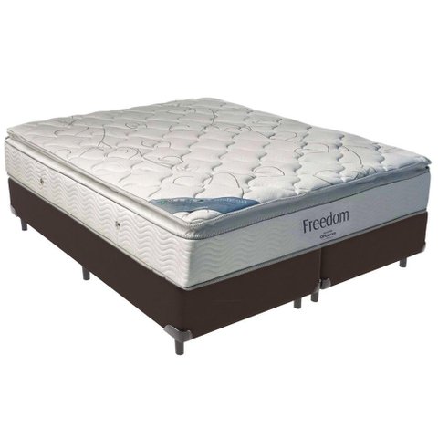 Cama Box Marrom e Colchão Freedom Molas Ensacadas King Ortobom