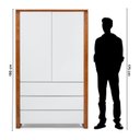 Ver imagem 6 de Guarda-Roupa 2 Portas 3 Gavetas Madeira Maciça e MDF Craft Branco/Garapa