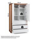 Ver imagem 4 de Guarda-Roupa 2 Portas 3 Gavetas Madeira Maciça e MDF Craft Branco/Garapa