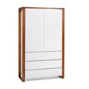 Ver imagem 3 de Guarda-Roupa 2 Portas 3 Gavetas Madeira Maciça e MDF Craft Branco/Garapa