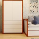 Ver imagem 1 de Guarda-Roupa 2 Portas 3 Gavetas Madeira Maciça e MDF Craft Branco/Garapa