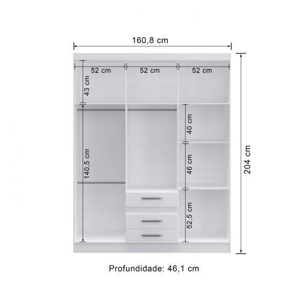 Guarda Roupa Opala 6 Portas 3 Gavetas Decibal Móveis Madeiramadeira