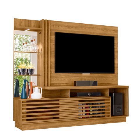 Estante Home Theater para Tv até 60 Polegadas com Espelho e Luminária Led Frizz Plus Madetec:cumaru