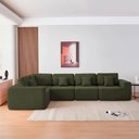 Ver imagem 2 de Kit Sofá Modular 5 Lugares Moderno Curvo Orgânico Adapt Linho Verde
